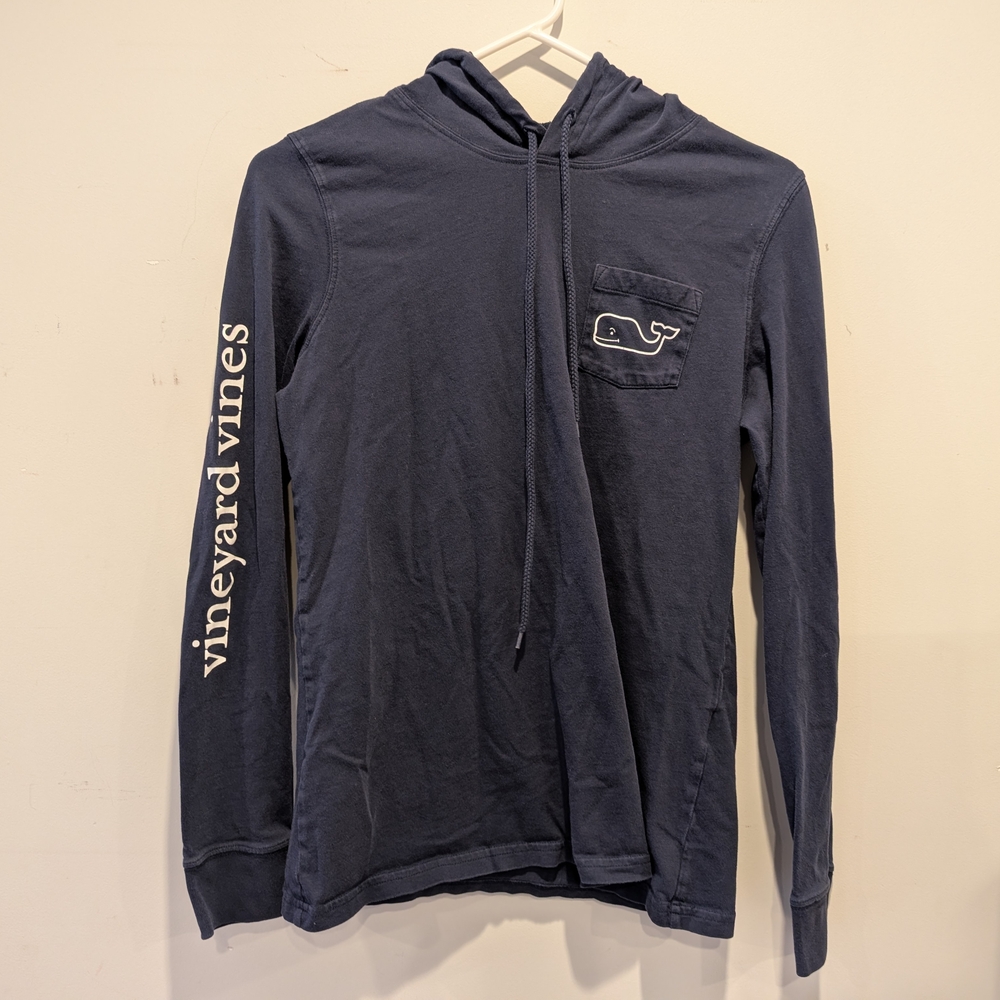 Vineyard Vines Women's Navy Hoodie Logo XS Cotton Coastal Beach Vacation